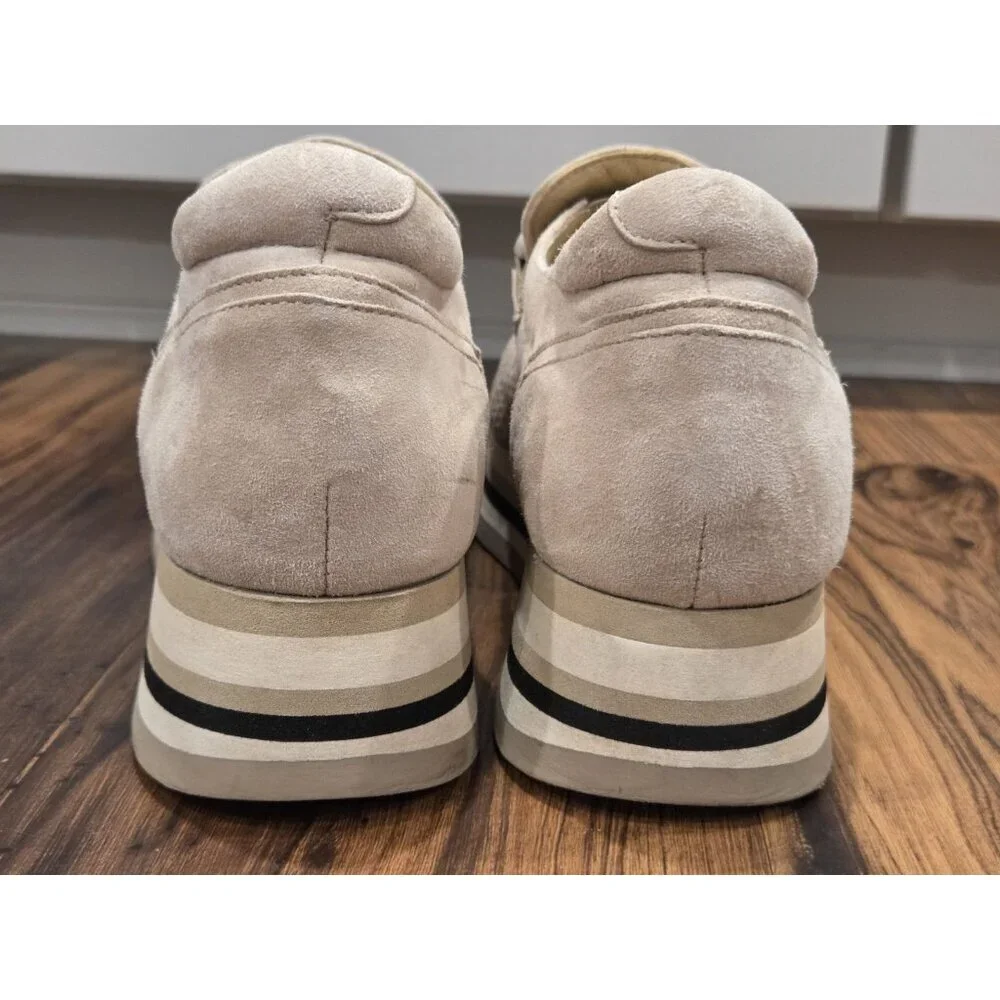 Softwaves Cassie EU 40 Suede Platform Loafers Beige Perforated Chain - Picture 3 of 14